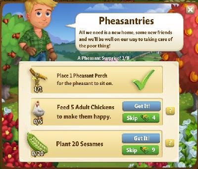farmville 2 a peasant surprise: pheasantries rewards, bonus