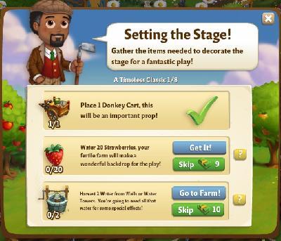 farmville 2 a timeless classic: setting the stage rewards, bonus