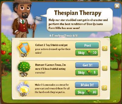 farmville 2 a timeless classic: thespian therapy rewards, bonus