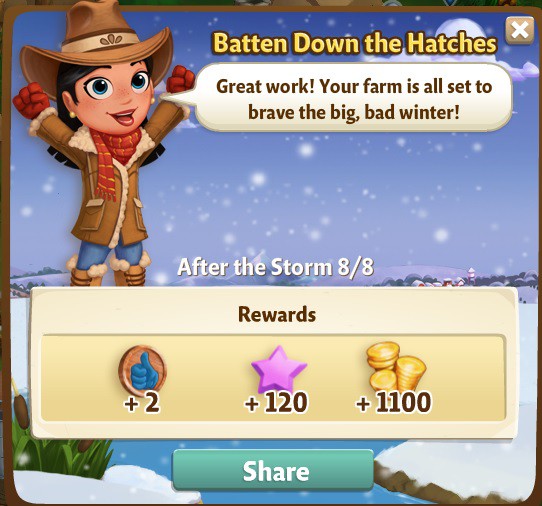farmville 2 after the storm: i concur we need fur rewards, bonus