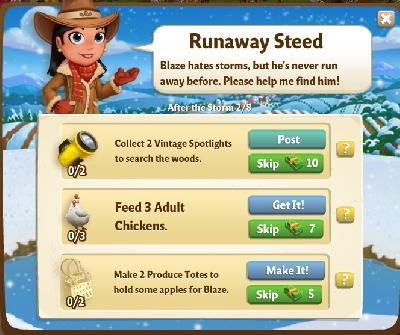 farmville 2 after the  storm: runaway steed rewards, bonus