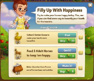 farmville 2 animal care: filly up with happiness rewards, bonus