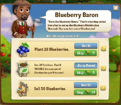 farmville 2 back order hoarders: blueberry baron part 2 of 3 rewards, bonus