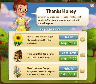farmville 2 berry delightful: thanks honey rewards, bonus