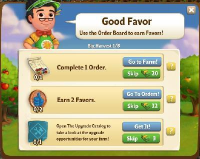 farmville 2 big harvest: good favor rewards, bonus