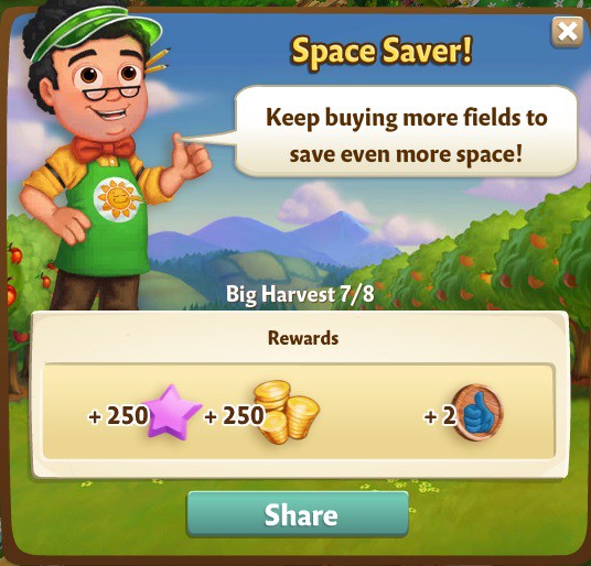 farmville 2 big harvest: space upgrade rewards, bonus