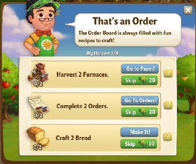 farmville 2 big harvest: that's an order rewards, bonus