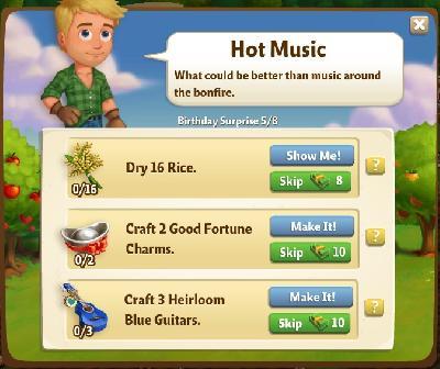 farmville 2 birthday surprise: hot music rewards, bonus