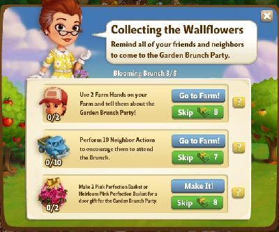 farmville 2 blooming brunch: collecting the wallflowers rewards, bonus