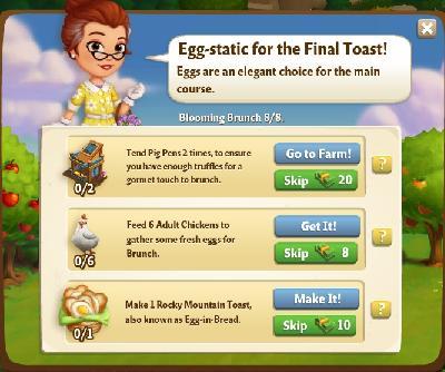 farmville 2 blooming brunch: egg static for the final toast rewards, bonus