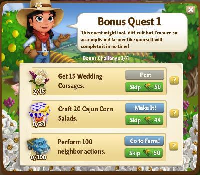 farmville 2 bonus challenge: bonus quest 1 rewards, bonus