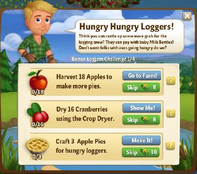 farmville 2 bonus logjam challange: hungry hungry loggers rewards, bonus