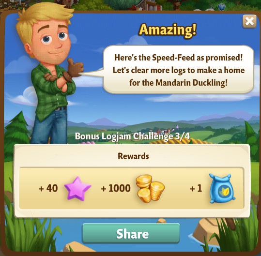 farmville 2 bonus logjam challange: ruffling feathers rewards, bonus