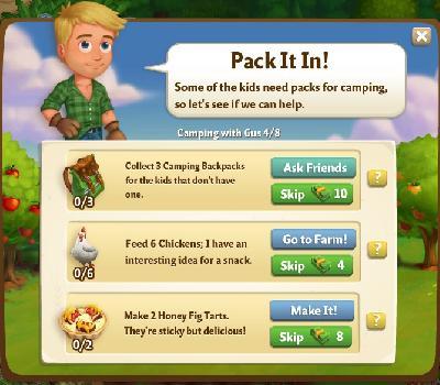 farmville 2 camping with gus: pack it in rewards, bonus