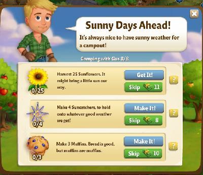 farmville 2 camping with gus: sunny days ahead rewards, bonus