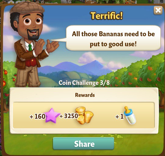 farmville 2 coin challenge: going bananas for coins rewards, bonus