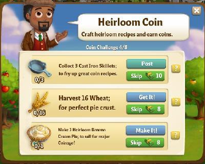 farmville 2 coin challenge: heirloom coin rewards, bonus