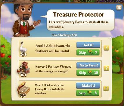farmville 2 coin challenge: treasure protector rewards, bonus