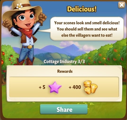 farmville 2 cottage industry: scorin scones rewards, bonus