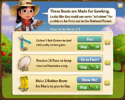 farmville 2 crush in the brush: these boot are made for gawking rewards, bonus