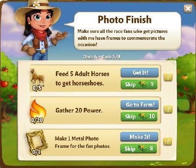 farmville 2 dash for cash: photo finish rewards, bonus