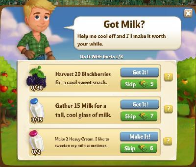 farmville 2 do it with gusto: got milk rewards, bonus