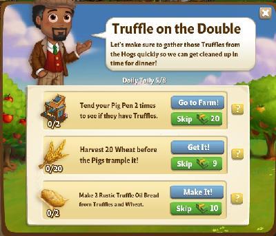 farmville 2 doily toily: truffle on the double rewards, bonus