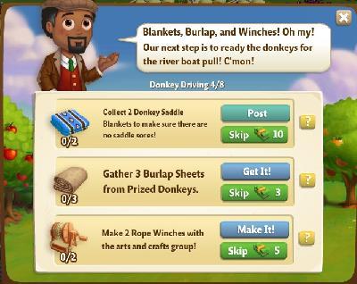 farmville 2 donkey driving: blankets, burlap and winches rewards, bonus