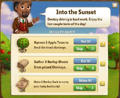 farmville 2 donkey driving: into the sunset rewards, bonus
