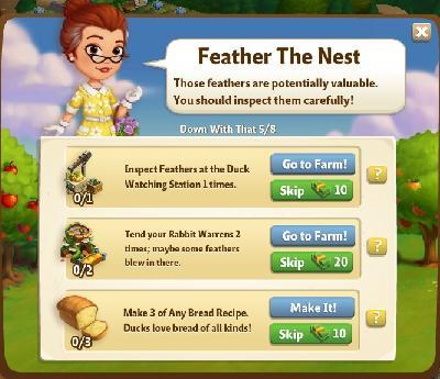 farmville 2 down with that: feather the nest rewards, bonus