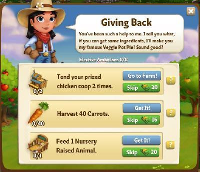 farmville 2 elective ambitions: giving back rewards, bonus