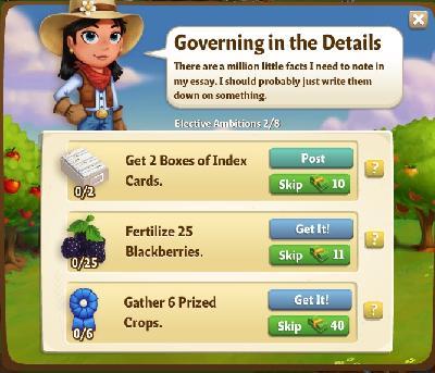 farmville 2 elective ambitions: governing in the details rewards, bonus