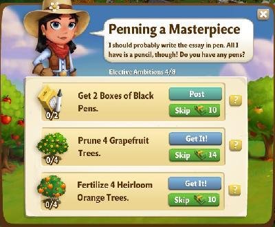 farmville 2 elective ambitions: penning a masterpiecs rewards, bonus