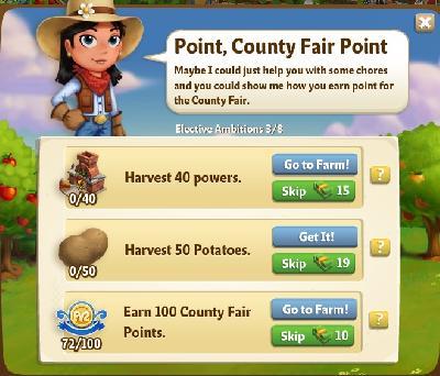 farmville 2 elective ambitions: point, county fair point rewards, bonus