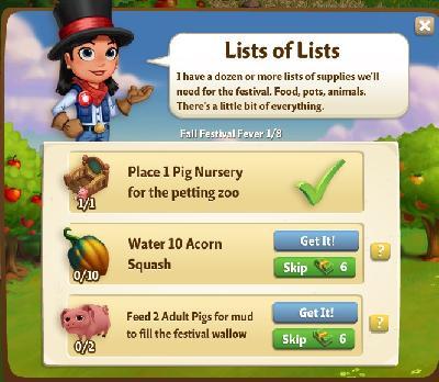 farmville 2 fall festival fever: lists of lists rewards, bonus