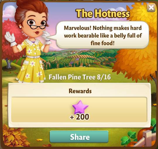 farmville 2 fallen pine tree: making otter arrangements rewards, bonus