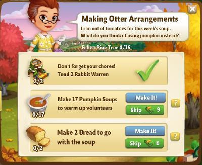 farmville 2 fallen pine tree: making otter arrangements rewards, bonus