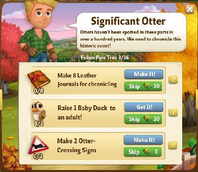 farmville 2 fallen pine tree: significant otter rewards, bonus