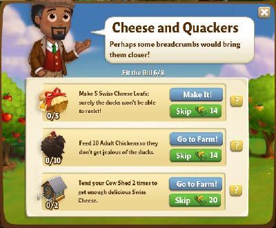 farmville 2 fit the bill: cheese and quackers rewards, bonus