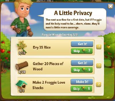 farmville 2 froggie went a-courting: a little privacy rewards, bonus