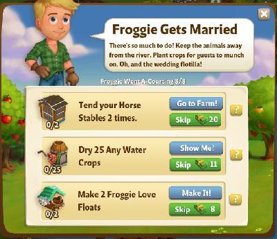 farmville 2 froggie went a-courting: froggie gets married rewards, bonus