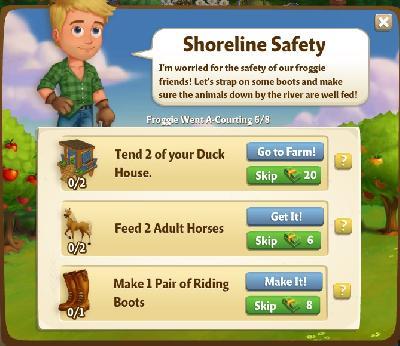 farmville 2 froggie went a-courting: shoreline safety rewards, bonus