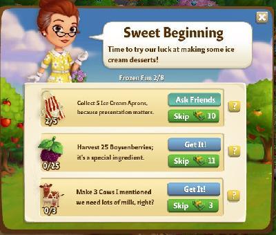 farmville 2 frozen fun: sweet beginning part 2 of 8 rewards, bonus