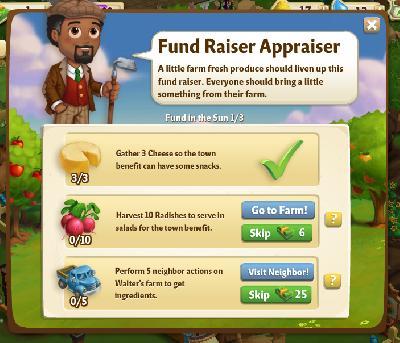 farmville 2 fund in the sun: fund raiser appraiser rewards, bonus
