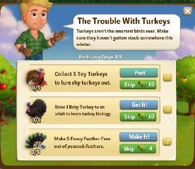 farmville 2 herbivore corps: the trouble with turkeys rewards, bonus