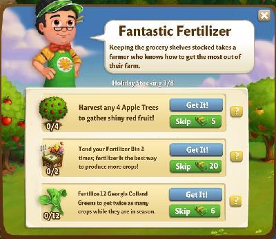 farmville 2 holiday stocking: fantastic fertilizer rewards, bonus