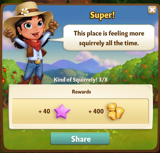 farmville 2 kind of squirrely: clever squirrels part 3 of 8 rewards, bonus