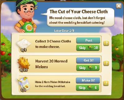 farmville 2 later cater: the cut of your cheese cloth rewards, bonus