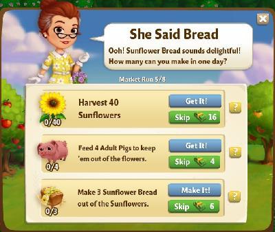 farmville 2 market run: she said bread rewards, bonus