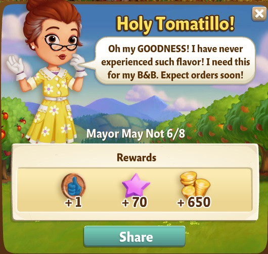 farmville 2 mayor may not: barbaraque rewards, bonus